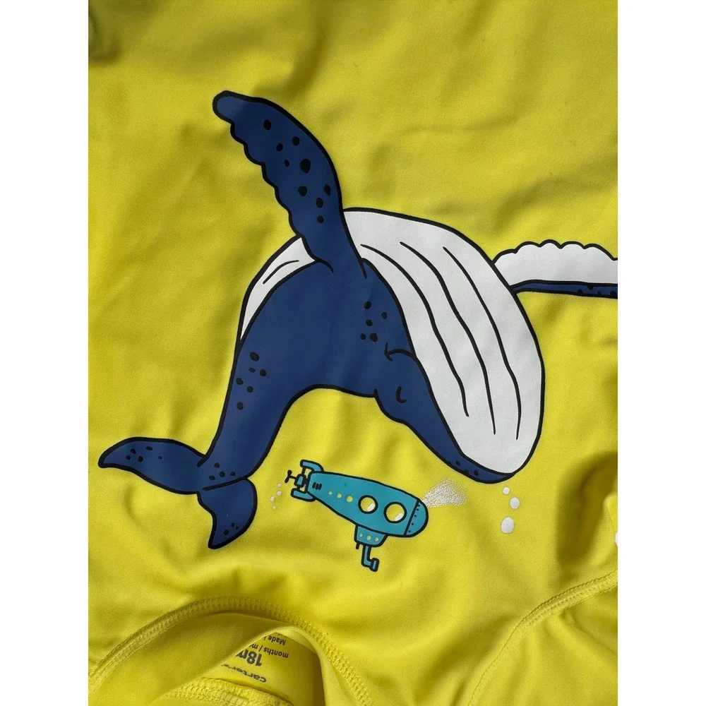 Carters Baby Boy Yellow Whale Submarine Rash Guard Swim Shirt 18M